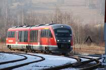 Desiro 642 700-0 der DB Erzgebirgsbahn verl�st am 07.02.09 den Bahnhof Pockau-Lengefeld Richtung Marienberg.