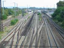 Blick �ber das n�rdliche Gleisfeld des Hanauer Hauptbahnhofs.