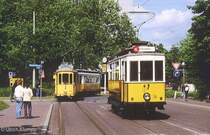 Wagen 14 (Bildmitte) der VBK in Karlsruhe w�hrend einer Sonderfahrt.