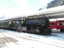  Davosrundfahrt  Mittagshalt in Davos.Die Vorspann Lok Ge6/6 414
ist bereits abgekoppelt.Davos,06.02.05