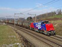 Am 843 086-0 am 8.2.05 kurz nach der Reussbr�cke zwischen Oberr�ti und Rotkreuz
