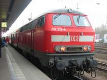 Hier sieht man die 218-219 die am 10.2.2005 eine RB schiebt.