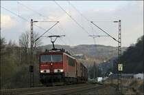 155 055 f�hrt logolos durch die Lande und bringt am Abend des 19.03.2009 den 54436(?) von Hohenlimburg nach Hagen-Vorhalle.
