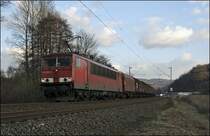 155 055 f�hrt logolos durch die Lande und bringt am Abend des 19.03.2009 den 54436(?) von Hohenlimburg nach Hagen-Vorhalle.
