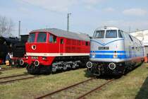 Zwei Vertreter der ehemals modernen Traktion im BW Dresden Altstadt, 21.03.09