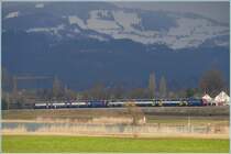 Eine Re 450 Doppeleinheit als S5 aus Rafz kommt �ber den Seedamm nach Pf�ffikon SZ gefahren. Winter und Fr�hling liegen momentan nah beieinander und wechseln sich st�ndig ab. (26.03.2009)