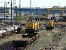 Ehemalige DB-V100 in franz�sischen Bauzugdiensten. Hier sind gleich drei in Hausbergen zu sehen. Eine in gelb-orange geh�rt der Firma SECO-RAIL. 29.09.2007 Hausbergen

