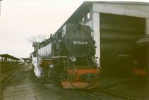 99 7244 am Lokschuppen in Wernigerode im Januar 1999.