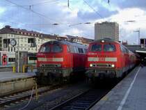 Die 218 369 und die 218 469 am 06.02.2008 in M�nchen Hbf. 