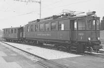 NStCM -  Triebwagen ABDe 4/4  2 mit Personenwagen in La Cure .. Bild ab Dia von Mai 1985