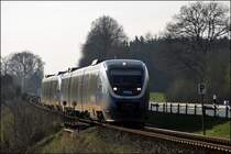 Am n�chsten Abend sind VT716 und VT701 f�r die RB67 (NWB81556)  DER WARENDORFER , M�nster(Westf)Hbf - Bielefeld Hbf, eingeteilt und rollen die  STEIGUNG  zwischen Raestrup-Everswinkel und Warendorf hinab.
