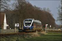 Im Abendlicht des 31.03.2009 verl�sst VT714 Warendorf als RB67 (NWB81557)  DER WARENDORFER  nach M�nster(Westf)Hbf....
