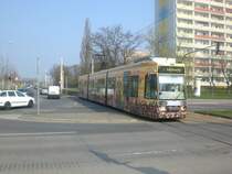 Brandenburg(Havel): Stra�enbahnlinie 1 nach Hauptbahnhof an der Haltestelle Fontanestra�e.