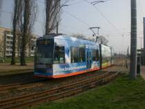Brandenburg(Havel): Stra�enbahnlinie 2 nach Quenzbr�cke am Hauptbahnhof.