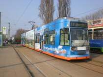 Brandenburg(Havel): Stra�enbahnlinie 2 nach Quenzbr�cke am Hauptbahnhof.