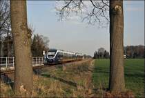 VT747 und VT716 konnten zwischen Warendorf und Beelen als RB67 (NWB81556)  DER WARENDORFER , M�nster(Westf)Hbf - Bielefeld Hbf, abgelichtet werden. (01.04.2009)