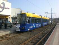 Frankfurt(Oder): Stra�enbahnlinie 3 nach Kopernikusstra�e an der Haltestelle S�dring.