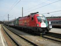 �BB 1016 025-7  Portugal  am OEC 566  Stadt Innsbruck  nach Bregenz. Aufgenommen im Bahnhof Wien West am 05.04.2009.