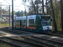 Potsdam: Stra�enbahnlinie 91 nach Bahnhof Pirschheide am Bahnhof Rehbr�cke.
