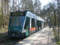Potsdam: Stra�enbahnlinie 91 nach Bahnhof Pirschheide am Bahnhof Rehbr�cke.