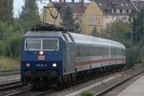 Der ZDF-Express (120 151) am 21.09.08 mit einem Sonderzug aus M�nchen Ost am Heimeranplatz