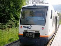 RegioShuttle der SWEG richtung Staufen steht abfahrbereit in M�nstertal (Schwarzwald)
