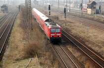 143 589 zieht am 04.04.09 einen RE von Leipzig nach Dresden durch  Leipzig Ost.