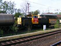 Die abgebildete Lok kommt aus den Niederlanden und l�uft dort unter der NS-Baureihe 6400. Bei uns lief sie f�r ein paar Monate zu Erprobungszwecken unter der BR 264 (intern); Gladbeck-West am 25. April 2008.

