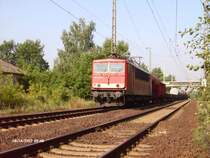 155 202 mit ein gemischten G�terzug auf dem S�dlichen Berliner Aussenring.14.08.07