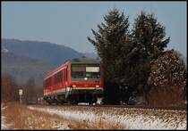 628 340 auf dem Weg nach Ulm Hbf. Aufgenommen im Januar 2009 bei K�nigsbronn.