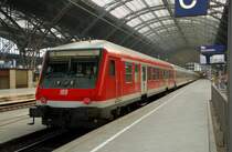 Ein D-Zug steht am 04.04.09 im Leipziger Hbf f�r die R�ckfahrt nach Dresden bereit.