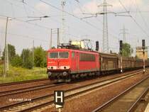 155 037 zieht Gedeckten G�terzug durch Berlin Sch�nefeld.14.08.07