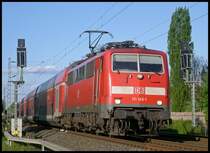 111 149 mit dem  Wupper-Express  RE10426 nach Aachen mit ca. 20 minuten Versp�tung am Esig Geilenkirchen 22.4.2009
