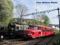 RBe 2/4 202 und BDe 4/4 641 in Balsthal am 18.04.09
