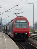 SBB - S-Bahn Z�rich S 16 mit Lok 450 041-9 im Bahnhof von Thayngen am 20.02.2009