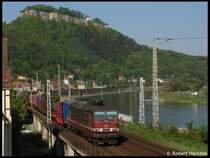 Milit�rzug mit 180 016-8 nach Decin in K�nigstein am 25.04.2009