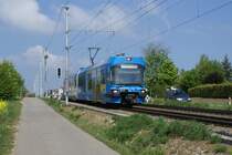 Be 4/8 24 f�hrt am 1.5.09 von Berikon-Widen Richtung Rudolfstetten. Die f�nf Be 4/8 sind nicht mehr lange bei der BDWM anzutreffen, da sie an die AAR/WSB verkauft werden.