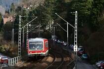 Nur an wenigen Stellen schafft es die Sonne in den Wintermonaten in Heidelberg Schlierbach �ber den Berg. Eine davon bildet hier die Kulisse f�r ein von 628 204 angef�hrtes 628-Doppel, die am 25. Februar 2009 als RB 18332 von Eppingen nach Heidelberg unterwegs waren.