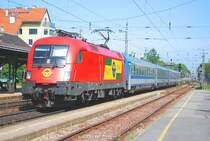 1116 065 mit ungar. Wagensatz nach Budapest (8.5.2009, Wien Penzing)