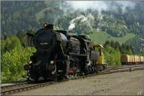 Dampflok 52.4984 f�hrt als SProb 97821 bei der Lastprobefahrt von Knittelfeld nach P�ls.Bei dieser Fahrt wurde auch die Werkslok JW DH 400 der Zellstoff P�ls AG �berstellt. 
P�ls 08.05.2009 