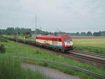 Die 420 14 der EVB f�hrt am fr�hen Morgen des 21.5.09 mit leeren Containertragwagen auf der KBS380 Richtung Bremen.