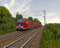 Noch hat die Dostos-Einheit ihr Ziel Nauen nicht erreicht. Berlin liegt aber nicht mehr weit entfernt. Hier eine Ex-DR Dostos Einheit als RB14, geschoben von einer Cottbuser 143, als RB 14 von Senftenberg nach Nauen kommend vor Berlin.