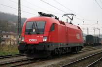 1116 112 am 6. November 2008 als Probezug 34500 Wien West - Amstetten. An diesem Tag waren von der Werkst�tte Wien West keine Wagen f�r eine Probefahrt vorgesehen, deswegen wurde Lokzug nach St.P�lten gefahren. Erst dort kamen von der dortigen Werkst�tte 7 Wagen zur Erprobung.