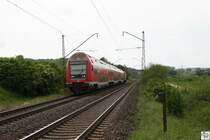 Doppelstock REgionalexpress am 21. Mai 2009 kurz hinter Michelau in Oberfranken.