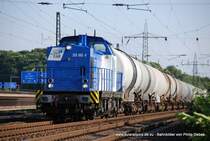 203 003-9 (DuisPort Rail) f�hrt am 22. Mai 2009 um 19:02 Uhr mit einem GZ durch Duisburg Obermeiderich