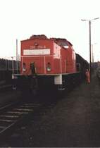 298 074 mit Zug 56038 bei der Bremsprobe in Seddin.