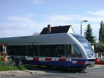 Bahn�bergang in Bansin auf Usedom; Juni 2002.