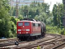 151 160-9 bei der Durchfahrt in D�sseldorf-Rath am 20.6.2009