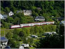 Ein IR Troisvierges-Luxembourg fotografiert am 23.06.09 bei der Durchfahrt der Abteistadt Clervaux in Richtung Luxemburg. (Jeanny) 