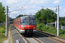 Am 12.06.09 f�hrt der Heilige ET in Gestalt von 420 786/286 als Verst�rkerzug der S2 (Offenbach/M Hbf-Dietzenbach) in Heusenstamm ein.